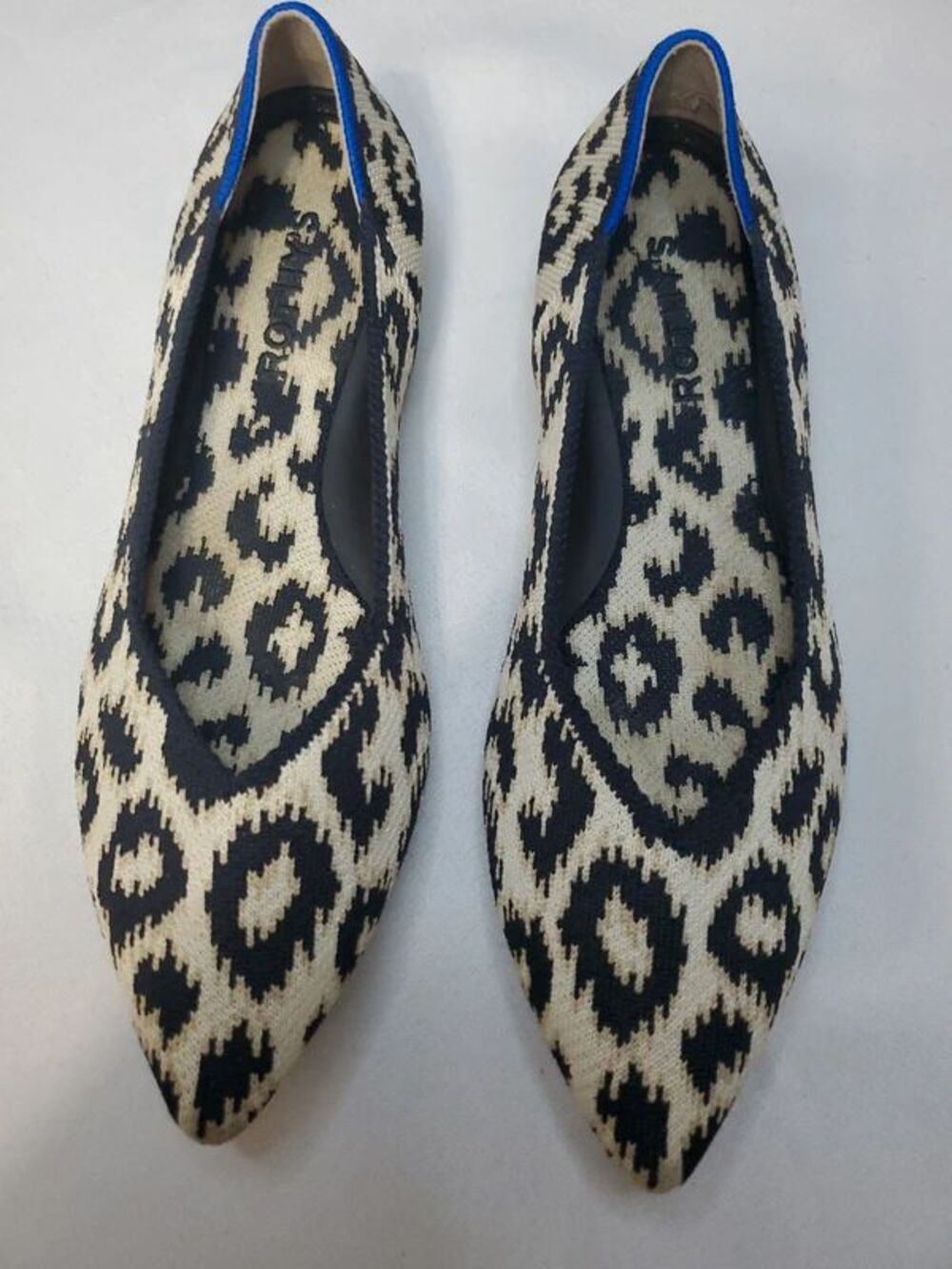 Rothy's The Point EUC Sandy Cat leopard print knit flats 8